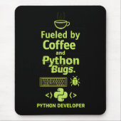 Tapis De Souris Funny Python Developer – Fueled by Coffee bugs  (Devant)
