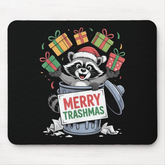 Tapis De Souris Funny Raccoon Christmas Trash Panda Xmas Merry Tra (Devant)