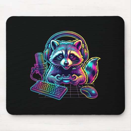 Tapis De Souris Funny Raccoon Gamer Video Game Gaming Lover  (Devant)