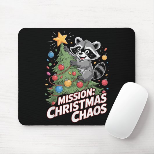 Tapis De Souris Funny Raccoon Noël Trash Panda Noël (Avec souris)