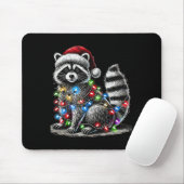 Tapis De Souris Funny Raccoon Santa Hat Christmas Tree Lights Paja (Avec souris)