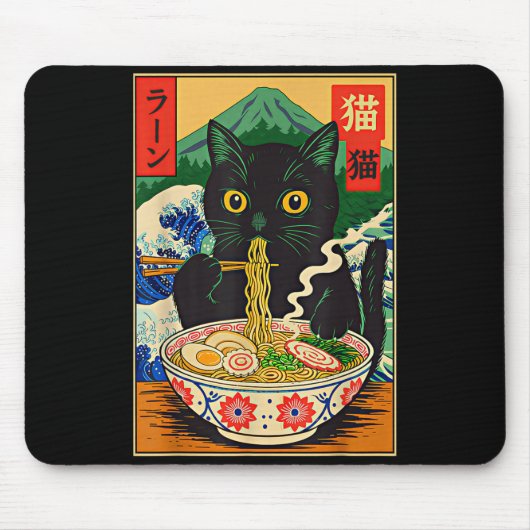 Tapis De Souris Funny Ramen Cat Japanese Noodle Kitten (Devant)