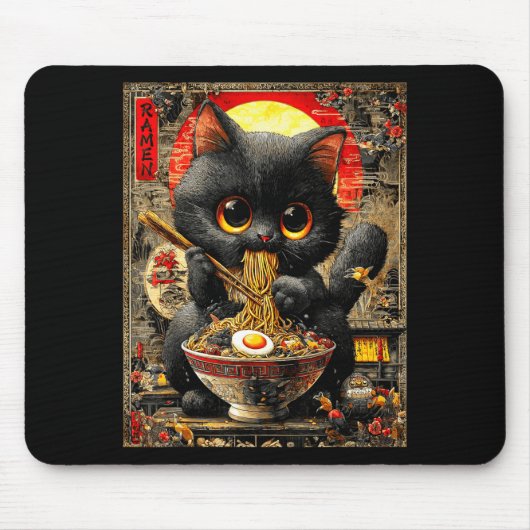 Tapis De Souris Funny Ramen Cat Noodle Lovers Anime Otaku (Devant)