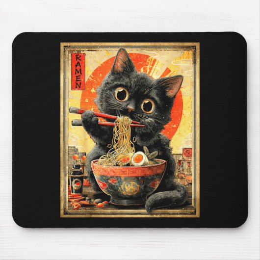Tapis De Souris Funny Ramen Cat Noodle Lovers Anime Otaku  (Devant)