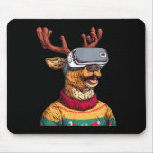 Tapis De Souris Funny Reindeer In Christmas Sweater And Vr Headset (Devant)