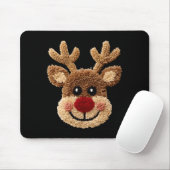 Tapis De Souris Funny Reindeer Rudolph Crochet Merry Christmas Xma (Avec souris)