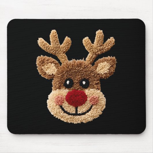 Tapis De Souris Funny Reindeer Rudolph Crochet Merry Christmas Xma (Devant)