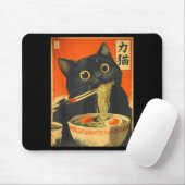 Tapis De Souris Funny Retro Anime Cat Ramen Japanese Cat Graphic A (Avec souris)