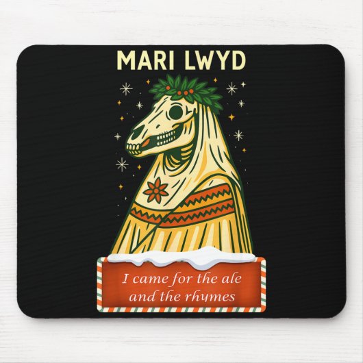 Tapis De Souris Funny Retro Folklore Skeleton Horse Mari Lwyd Yule (Devant)