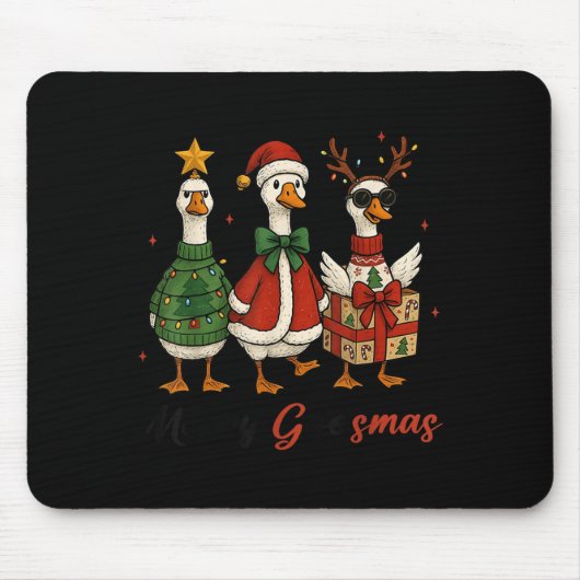Tapis De Souris Funny Retro Merry Goosemas Christmas Silly Goose X (Devant)
