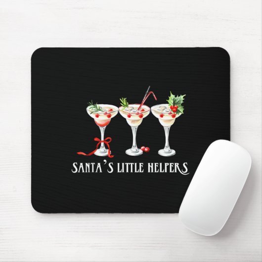 Tapis De Souris Funny Retro Santa's Little Helper Martini Merry Ch (Avec souris)