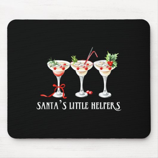 Tapis De Souris Funny Retro Santa's Little Helper Martini Merry Ch (Devant)