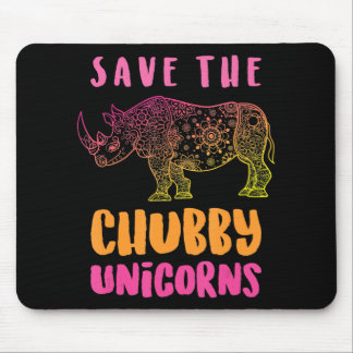 Tapis De Souris Funny Rhino Sauver Chubby Unicorns Droits des anim