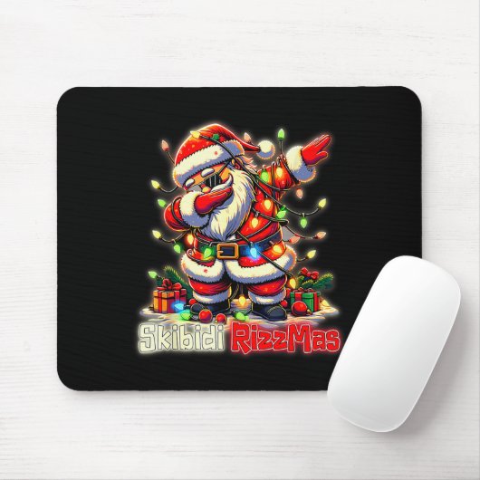 Tapis De Souris Funny Rizz Santa Claus Dabbing Christmas Skibidi R (Avec souris)