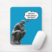 Tapis De Souris Funny Rodin Thinker Statue - Pizza ou cuisine thaï (Avec souris)
