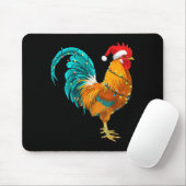 Tapis De Souris Funny Rooster Chicken Santa Christmas Lights Farme (Avec souris)
