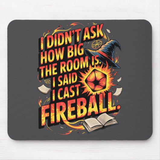 Tapis De Souris Funny Rpg I Cast Fireball Quote With Wizard Hat An (Devant)