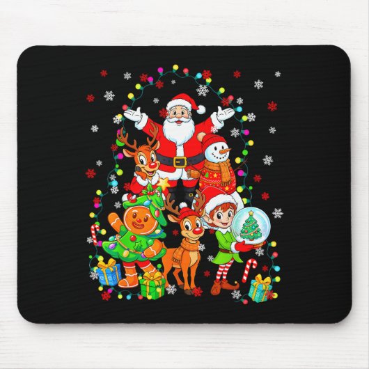 Tapis De Souris Funny Santa Elf Snowman Reindeer Gingerbread Chris (Devant)