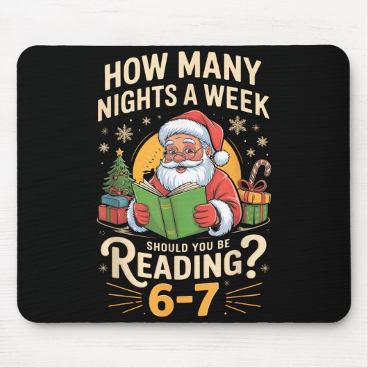 Tapis De Souris Funny Santa lisant 67 Meme Tee Noël Enseignant (Devant)