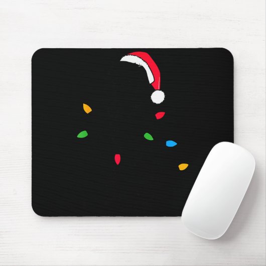 Tapis De Souris Funny Santa Miniature Schnauzer Christmas Lights D (Avec souris)