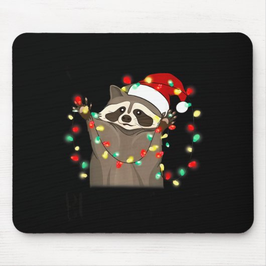 Tapis De Souris Funny Santa Racoon Overstimulated But Festive Xmas (Devant)