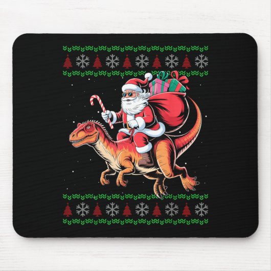 Tapis De Souris Funny Santa Riding Dinosaur Animal Ugly Christmas (Devant)