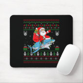 Tapis De Souris Funny Santa Riding Shark Ugly Christmas Sweaters S (Avec souris)