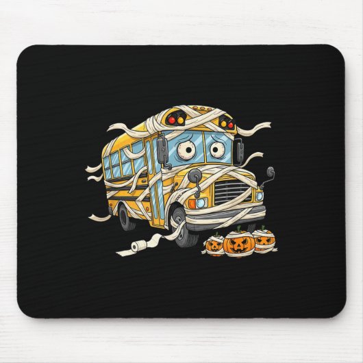 Tapis De Souris Funny School Bus Mummy Pumpkin Halloween Kids Mens (Devant)
