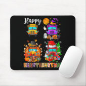 Tapis De Souris Funny School Bus Witch Turkey Santa Happy Hallotha (Avec souris)