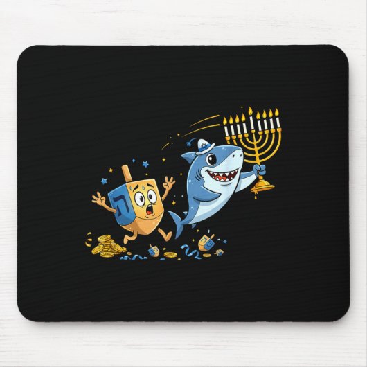 Tapis De Souris Funny Shark Dreidel Menorah Hanukkah Kids Womens M (Devant)