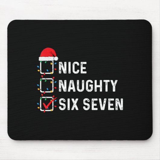 Tapis De Souris Funny Six Seven Meme 67 Christmas List Nice Naught (Devant)