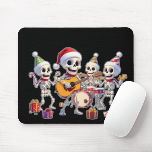 Tapis De Souris Funny Skeleton Band Christmas & New Year – 3D Cart (Avec souris)