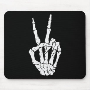 Tapis De Souris Funny Skeleton Mains de paix Signal d'amour Hallow