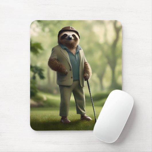 Tapis De Souris Funny Sloth Golf Player, (Avec souris)