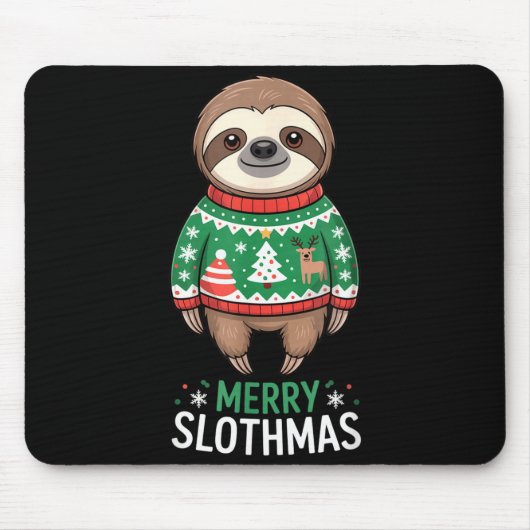 Tapis De Souris Funny Sloth Lover Christmas Merry Slothmas Ugly Ho (Devant)