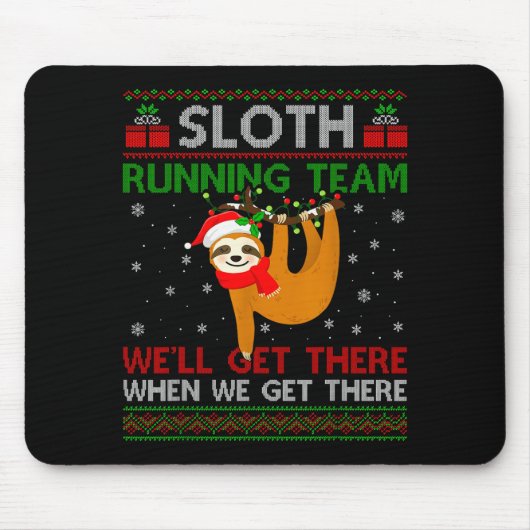 Tapis De Souris Funny Sloth Running Team Xmas Lights Ugly Sloth Ch (Devant)