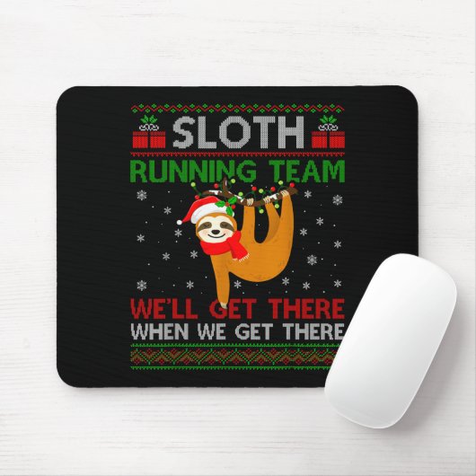 Tapis De Souris Funny Sloth Running Team Xmas Lights Ugly Sloth Ch (Avec souris)