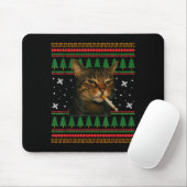 Tapis De Souris Funny Smoking Cat Meme Christmas Ugly Sweater Cat (Avec souris)