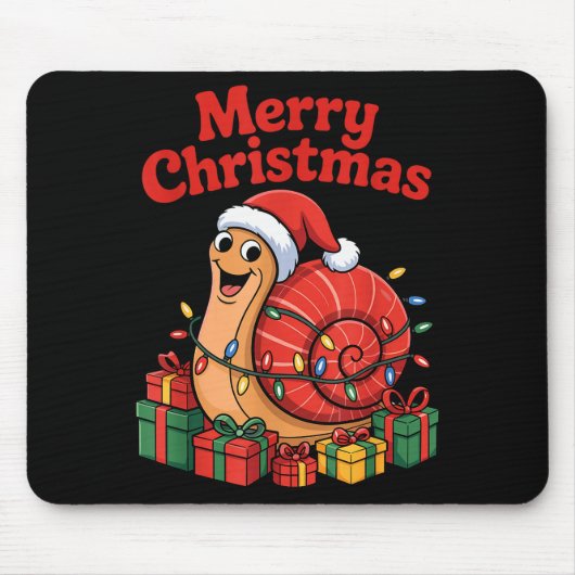 Tapis De Souris Funny Snail Santa Hat Animals Lovers Ugly Christma (Devant)