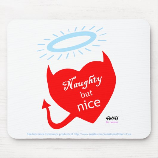 Tapis De Souris Funny Split Personnalité Naughty Nice Cartoon Coeu (Devant)