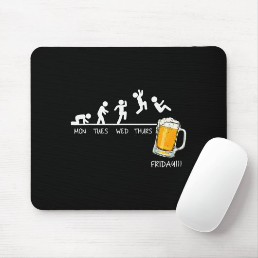 Tapis De Souris Funny Stickman Jumping Beer Days Of Week Friday Dr (Avec souris)