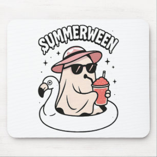 Tapis De Souris Funny Summerween rose Fantôme Flottant Au Flamant