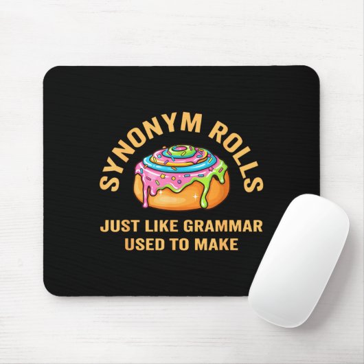 Tapis De Souris Funny Synonym Rolls Joke Cinnamon Rolls Grammar Pu (Avec souris)