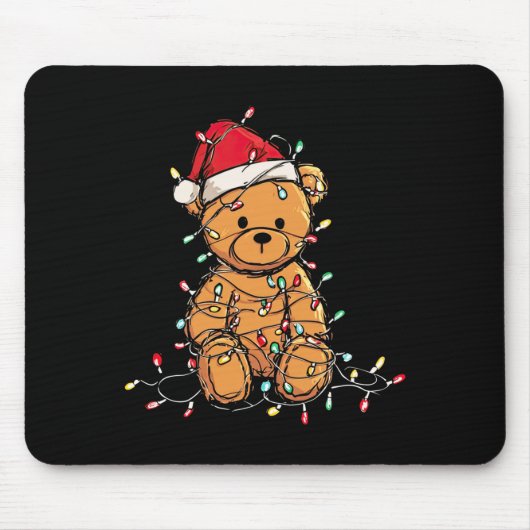 Tapis De Souris Funny Teddy Bear Christmas Graphics Lights Lover L (Devant)