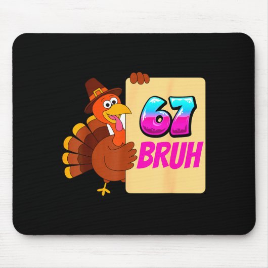 Tapis De Souris Funny Thanksgiving 67 Baseball Drip Gobble Turkey (Devant)