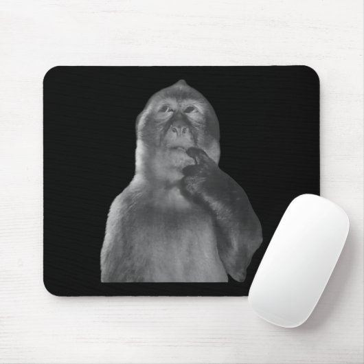 Tapis De Souris Funny Thinking Monkey Meme Curious Ape Brainrot  (Avec souris)