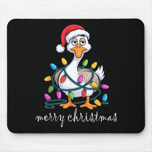 Tapis De Souris Funny Tired Goose Christmas Lights Silly Holiday F (Devant)