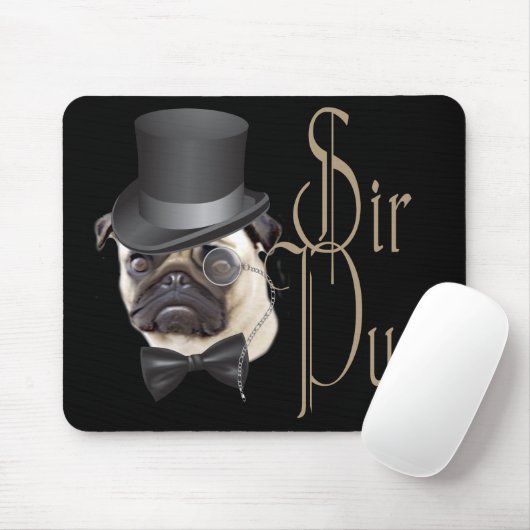 Tapis De Souris Funny Top Hat Monocle Sir Carlin Chien (Avec souris)
