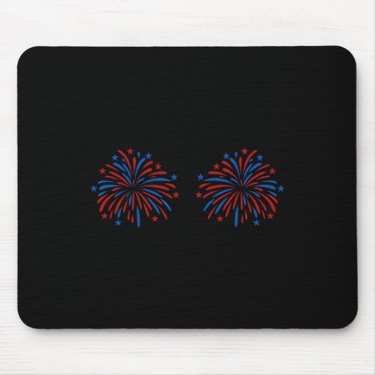Tapis De Souris Funny Usa Fireworks Couple Just Here For The Firew (Devant)