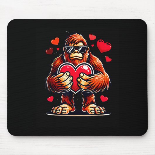 Tapis De Souris Funny Valentines Day Bigfoot Heart Sungles Sasquat (Devant)